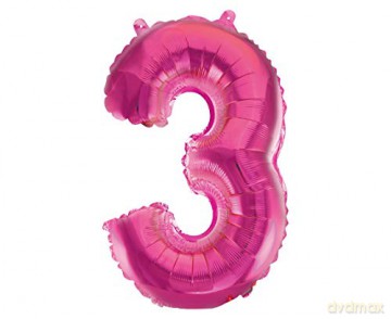 Balon foliowy "Cyfra 3", różowa, 35 cm