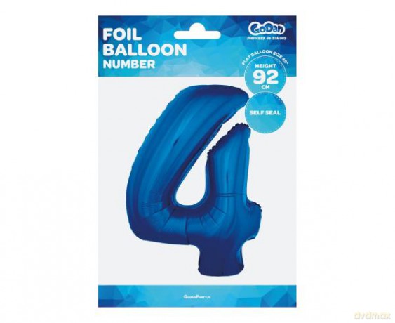 Balon foliowy "Cyfra 4", niebieska, 92 cm