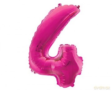 Balon foliowy "Cyfra 4", różowa, 35 cm