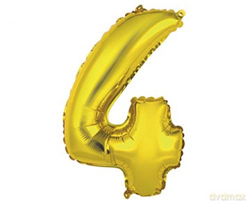 Balon foliowy "Cyfra 4", złota, 35 cm