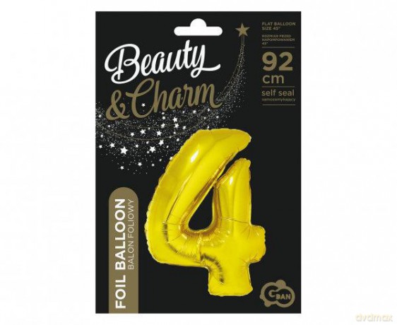 Balon foliowy "Cyfra 4", złota, 92 cm
