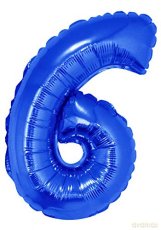 Balon foliowy "Cyfra 6", niebieska, 35 cm
