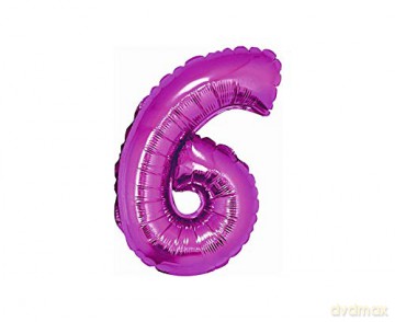Balon foliowy "Cyfra 6", różowa, 35 cm