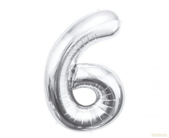 Balon foliowy "Cyfra 6", srebrna, 92 cm KK