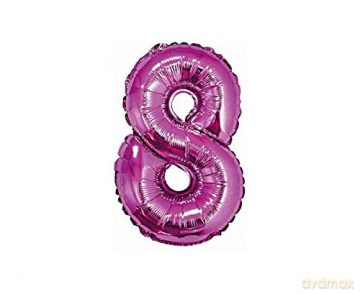 Balon foliowy "Cyfra 8", różowa, 35 cm