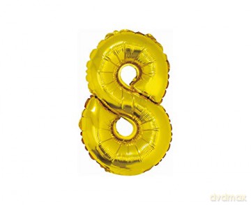 Balon foliowy "Cyfra 8", złota, 35 cm