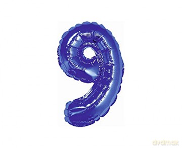 Balon foliowy "Cyfra 9", niebieska, 35 cm