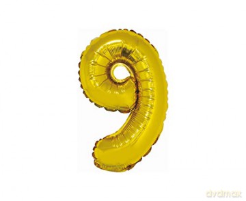 Balon foliowy "Cyfra 9", złota, 35 cm