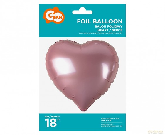 Balon foliowy 18" "Srece" jasno różowe