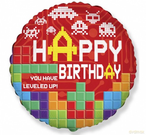 Balon foliowy 18" FX Happy Birthday BRICKS