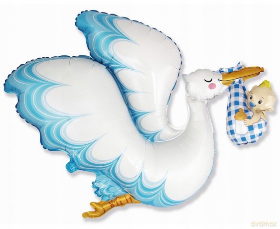 Balon foliowy 24 cale FX - Bocian Baby Boy, pakowany