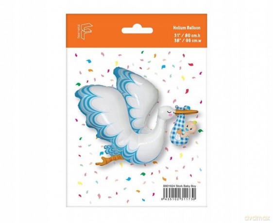 Balon foliowy 24 cale FX - Bocian Baby Boy, pakowany