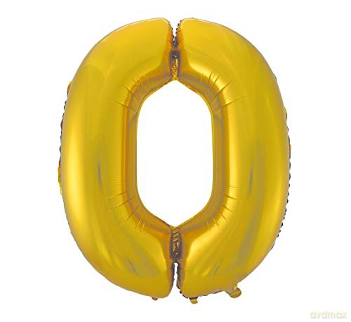 Balon foliowy B&C cyfra 0 złota matowa 92 cm