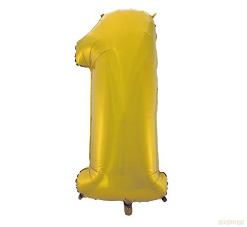 Balon foliowy B&C cyfra 1 złota matowa 92 cm