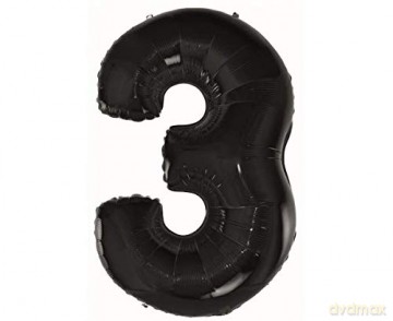 Balon foliowy B&C cyfra 3 czarny 92 cm
