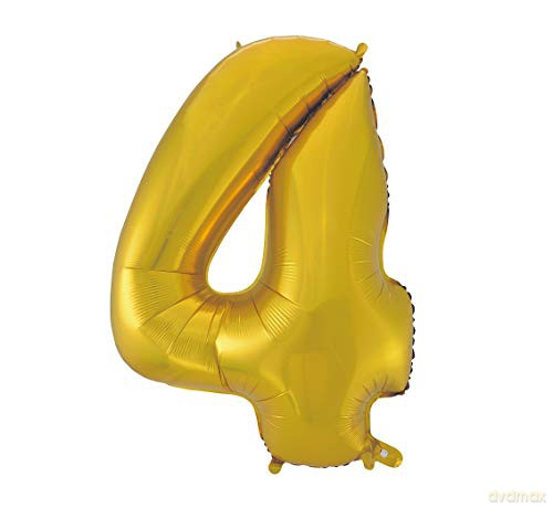 Balon foliowy B&C cyfra 4 złota matowa 92 cm