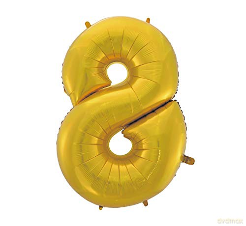 Balon foliowy B&C cyfra 8 złota matowa 92 cm