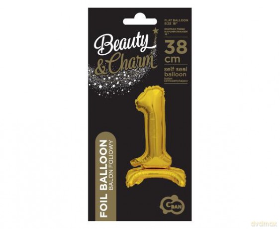 Balon foliowy B&C Cyfra stojaca "1" złota 38 cm