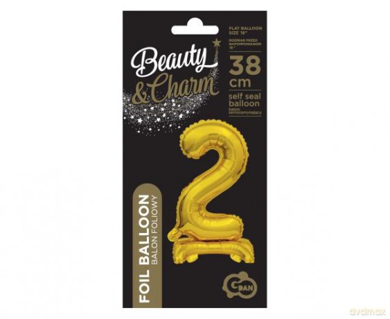 Balon foliowy B&C Cyfra stojaca "2" złota 38 cm