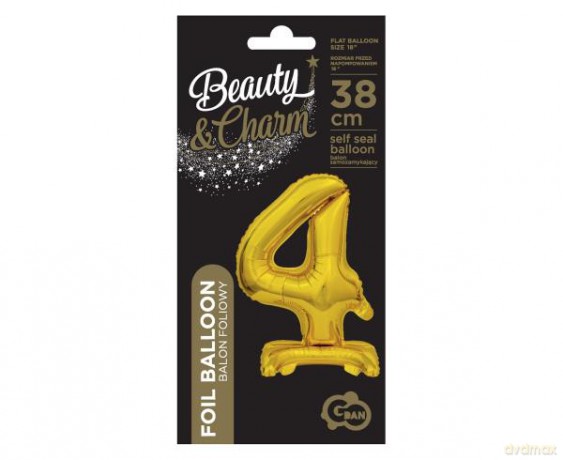 Balon foliowy B&C Cyfra stojaca "4" złota 38 cm