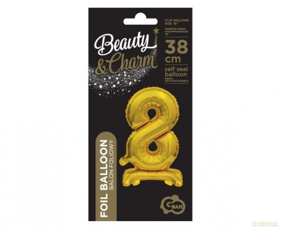Balon foliowy B&C Cyfra stojaca "8" złota 38 cm