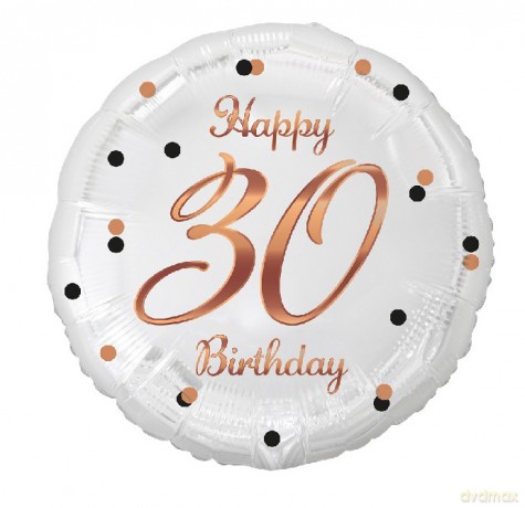 Balon foliowy B&C Happy Birthday 30 różowo-złoty 18"