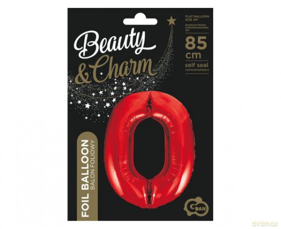 Balon foliowy Cyfra 0, czerwona, 85 cm