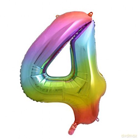 Balon foliowy Cyfra 4 tęczowa 85 cm