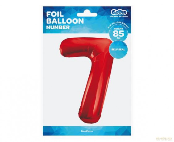 Balon foliowy Cyfra 7 czerwona, 85 cm