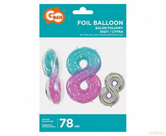 Balon foliowy Cyfra 8 Kosmos 78 cm BC-HKS8