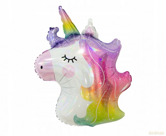 Balon foliowy Jednorożec glowa, 75 cm błyszczący