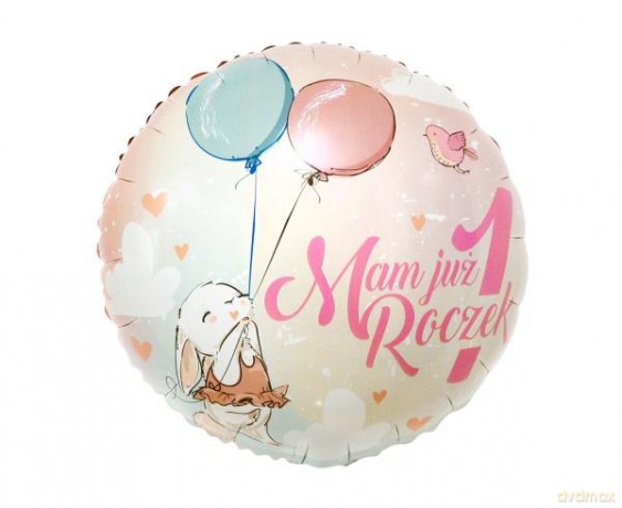 Balon foliowy Mam już 1 roczek 18" króliczek FG-O1KR