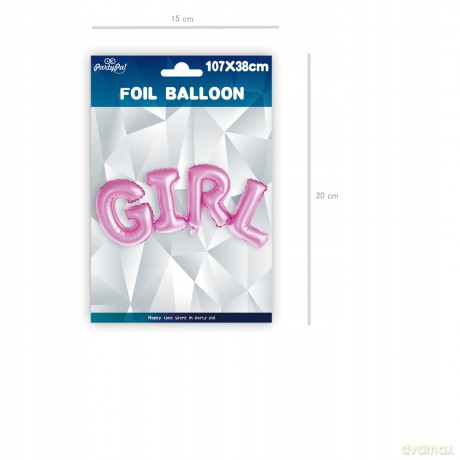 Balon foliowy Napis Girl, różowy, 73 cm