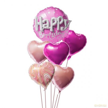 Balon foliowy napis Happy birthday rózowy BCF-512 6 szt.