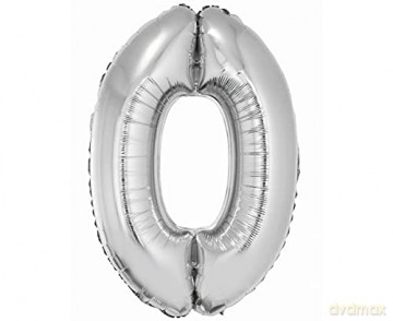 Balon foliowy Smart, Cyfra 0, srebrna, 76 cm