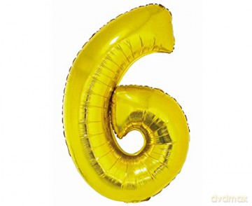 Balon foliowy Smart, Cyfra 6, złota, 76 cm