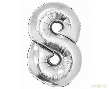 Balon foliowy Smart, Cyfra 8, srebrna, 76 cm