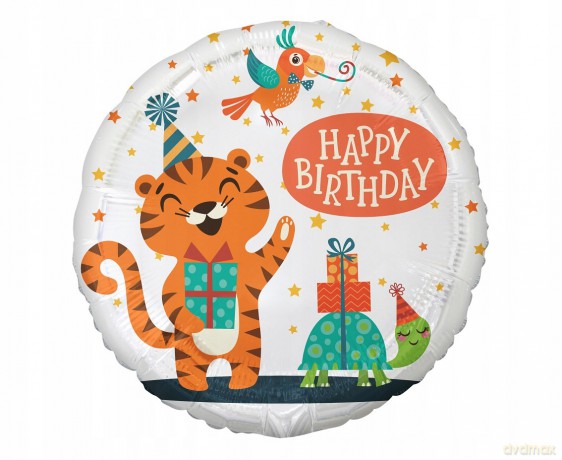 Balon foliowy Tygrysek Happy Birthday 18"