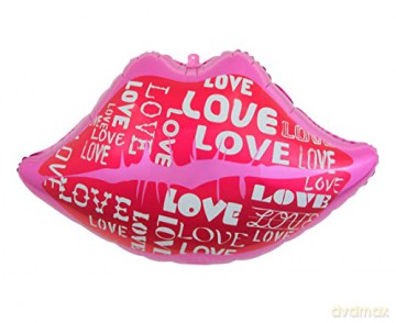 Balon foliowy Usta z napisem Love 62x38 cm