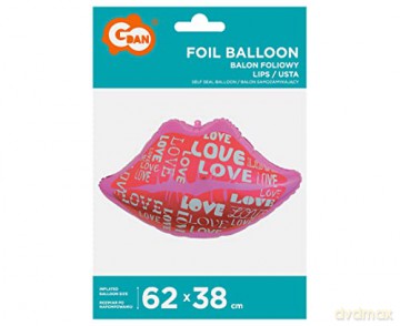 Balon foliowy Usta z napisem Love 62x38 cm