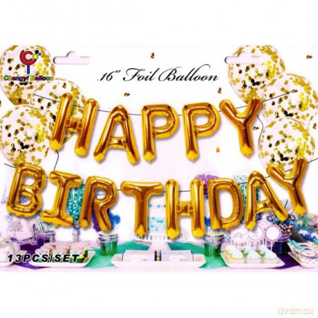 Balon foliowy zestaw liter Happy Birthday, 13 szt. BCF-894