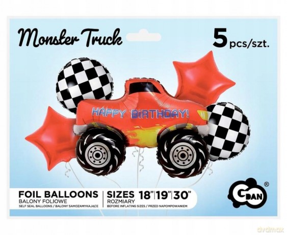 Balon foliowy zestaw Monster Truck 5 szt BZ-HTRK