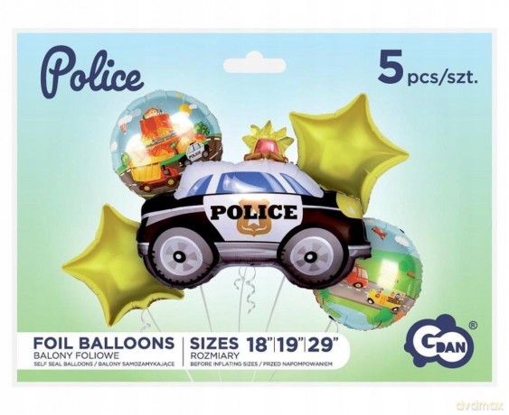 Balon foliowy zestaw Policja 5 szt BZ-HPOL