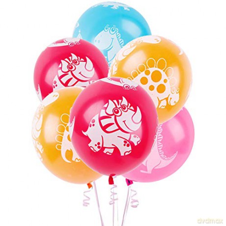 Balon QL 11'' Dinozaury 6 szt pastel mix