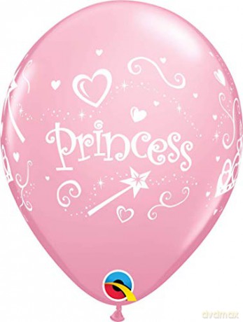 Balon QL 11" z nadr. "Princess" różowy 6 szt