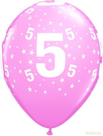 Balon QL z nadrukiem 5 Pastel różowy 6 szt