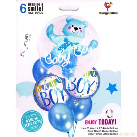 Balony 2w1 zestaw Baby Boy/Girl MIŚ, 6 szt. 30-70 cm BCF-082