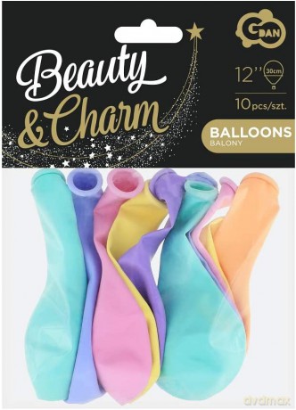 Balony Beauty&Charm makaronowe mix 12'' 10 szt.
