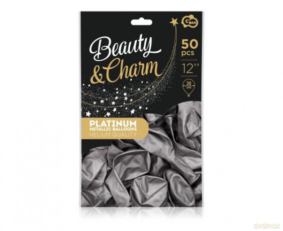 Balony Beauty&Charm platynowe grafitowe 12"/50 szt