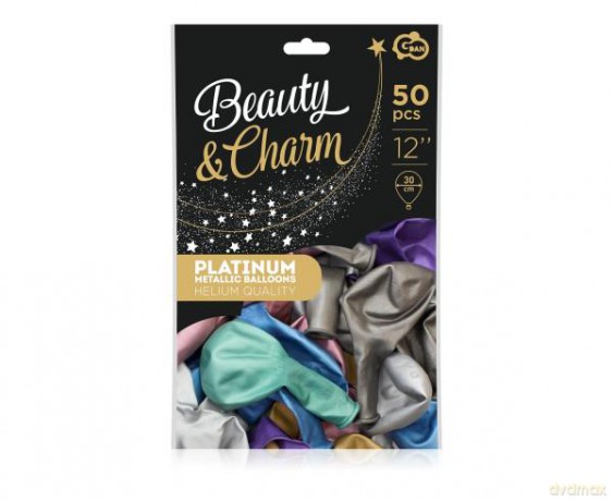 Balony Beauty&Charm platynowe mix 12"/50 szt